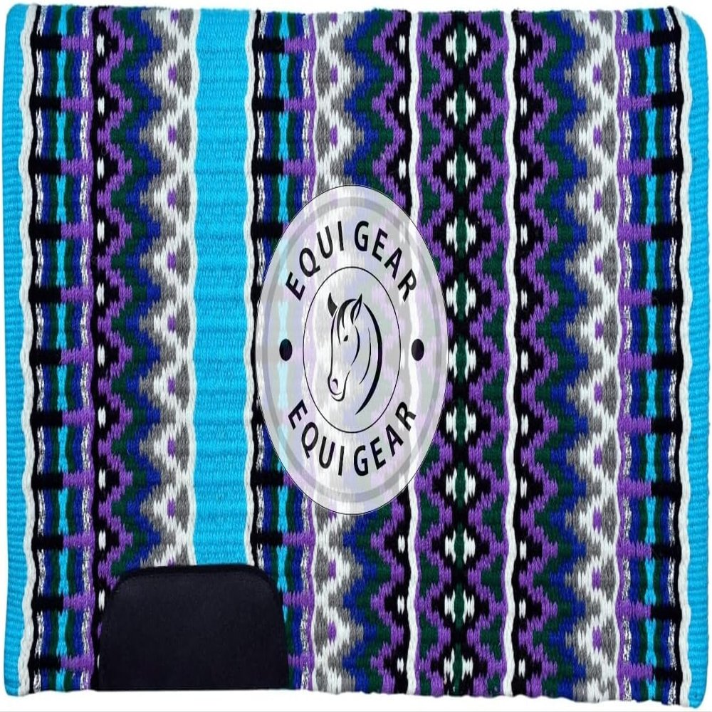EQUIGEAR Western Show Horse Saddle Blanket New Zealand Wool Western Design Handmade Saddle Blanket Top Wool Pad Sensor Flex (Customization Available) IZ23 (36x36)