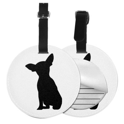 Chihuahua Dog Luggage Tags for Suitcases, Pu Leather Baggage Tags Identifiers for Travel, Name Id Label for Baggage Bag Women Men