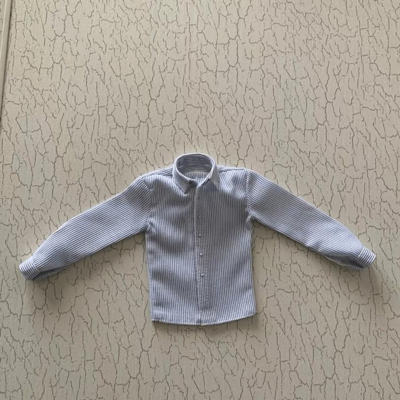1/6 Male Soldier Clothes Casual Shirt Model for 12" Action Figure (Blue Stripe)