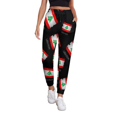 Flag of Lebanon Womens Sweatpants Drawstring Joggers Yoga Lounge Casual Pants with Pockets M
