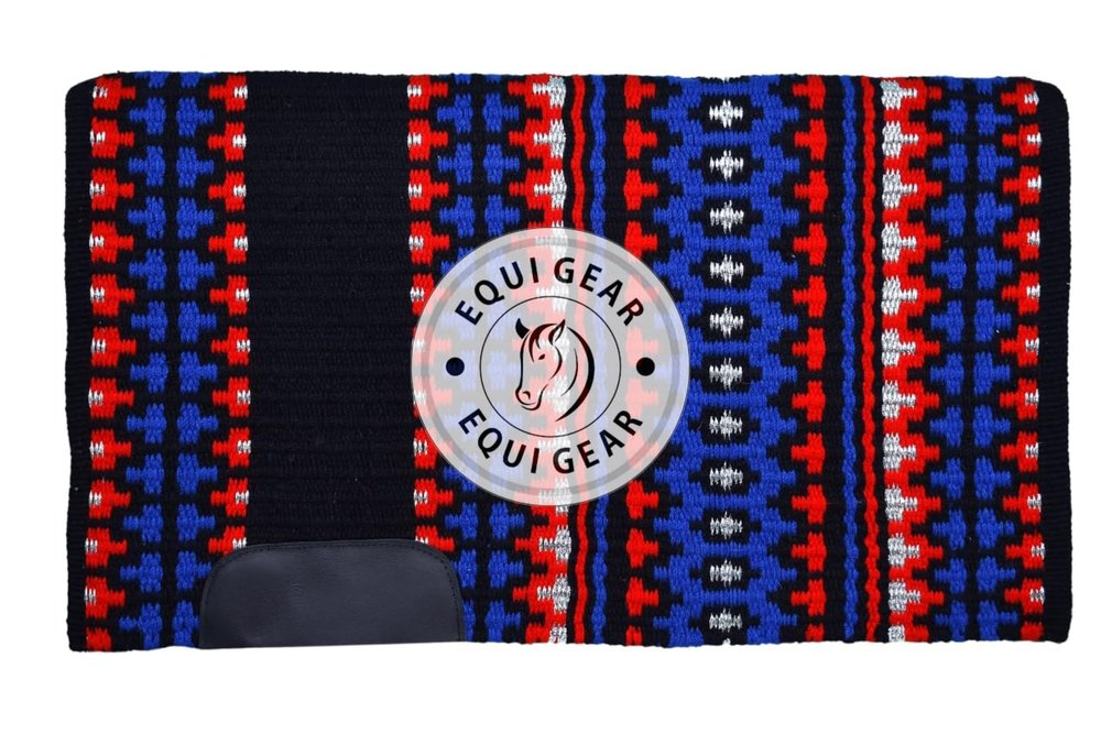 EQUIGEAR Western Show Horse Saddle Blanket New Zealand Wool Western Design Handmade Saddle Blanket Top Wool Pad Sensor Flex (Customization Available) IZ28 (36x36)