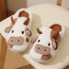 Womens Cute Cow Home Slipper Fuzzy Plush House Non-Slip Slipper Autumn Winter Warm Comfortable Slipper for Women Men view 2