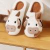 Womens Cute Cow Home Slipper Fuzzy Plush House Non-Slip Slipper Autumn Winter Warm Comfortable Slipper for Women Men view 4