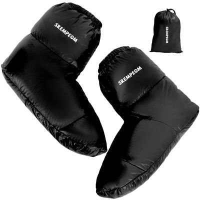 [Upgraded] Ultralight Camping Down Booties Warm Socks Sleeping Sock for Men & Women,Water-Resistant Warm Soft Cozy for Camp Sleeping Bag Backpacking Tent Down Booties Foot Warmer,M(5.5-10) Black