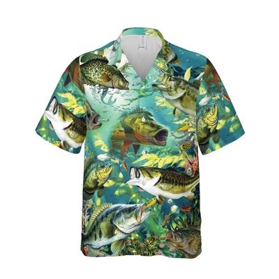 CAP1ANDPICE Fishing Dad Hawaiian Shirt Lucky Fishing Hawaiian Shirt for Men, for Fishing Lover (US, Alpha, Small, Regular, Regular, Green 3)