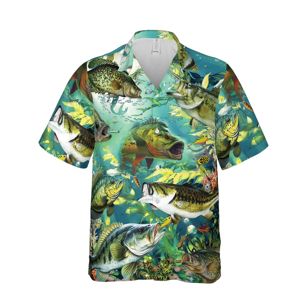 CAP1ANDPICE Fishing Dad Hawaiian Shirt Lucky Fishing Hawaiian Shirt for Men, for Fishing Lover (US, Alpha, Small, Regular, Regular, Green 3)