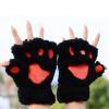 Bluelans Cute Cat Kitten Paw Fingerless Gloves Cozy Faux Fur Plush Half Finger Gloves Touchscreen Warm Mittens for Girls Women Black view 4