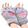 Bluelans Cute Cat Kitten Paw Fingerless Gloves Cozy Faux Fur Plush Half Finger Gloves Touchscreen Warm Mittens for Girls Women Grey view 1