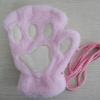 Bluelans Cute Cat Kitten Paw Fingerless Gloves Cozy Faux Fur Plush Half Finger Gloves Touchscreen Warm Mittens for Girls Women Pink view 2
