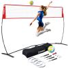 Patiassy Volleyball & Badminton Combo Net Set, Height Adjustable 5.1FT/7.4FT/8FT, 14FT Heavy Duty Tetron Net System with 4 Aluminum Rackets, Goose Feather Shuttlecocks & Volleyball for Indoor Outdoor view 1