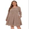 BELAROI Sweater Dress Plus Size Dresses for Curvy Women Long Sleeve Crew Neck Casual Tunic Fall Winter Oufits Pockets (5X, Khaki) view 2