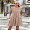 BELAROI Sweater Dress Plus Size Dresses for Curvy Women Long Sleeve Crew Neck Casual Tunic Fall Winter Oufits Pockets (5X, Khaki) view 3