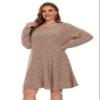 BELAROI Sweater Dress Plus Size Dresses for Curvy Women Long Sleeve Crew Neck Casual Tunic Fall Winter Oufits Pockets (5X, Khaki) view 4