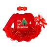 AFAVOM My First Christmas Outfit Girls 1st Xmas Letter Print Red Tutu Romper Dress Newborn New Year Photo Shoot Clothes Infant Birthday Party Bodysuit+Handband+Shoes My 1st Christmas-Tree 6-12 Months view 1