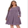 BELAROI Sweater Dress Plus Size Dresses for Curvy Women Long Sleeve Crew Neck Casual Tunic Fall Winter Oufits Pockets (3X, Deep Purple) view 2