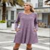 BELAROI Sweater Dress Plus Size Dresses for Curvy Women Long Sleeve Crew Neck Casual Tunic Fall Winter Oufits Pockets (3X, Deep Purple) view 3