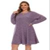 BELAROI Sweater Dress Plus Size Dresses for Curvy Women Long Sleeve Crew Neck Casual Tunic Fall Winter Oufits Pockets (3X, Deep Purple) view 4
