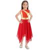 Sinleey Girls Ballet Praise Modern Lyrical Dance Dress Metallic Sleeveless Asymmetrical Hem Dress Performance Costume Red 6 Years view 1