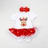 AFAVOM My First Xmas Outfit Baby Girls Elk Christmas Reindeer Print Tutu Romper Dress Newborn New Year Photo Shoot Clothes Infant Birthday Party Bodysuit+Handband+Shoes White-Elk Print 0-3 Months view 3