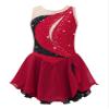 JEATHA Kids Girls Shiny Rhinestones Sleeveless Figure Skating Dress Dance Costume Ballet Dancewear Burgundy 6 Years view 1