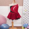 JEATHA Kids Girls Shiny Rhinestones Sleeveless Figure Skating Dress Dance Costume Ballet Dancewear Burgundy 6 Years view 2