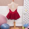 JEATHA Kids Girls Shiny Rhinestones Sleeveless Figure Skating Dress Dance Costume Ballet Dancewear Burgundy 6 Years view 3
