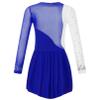 Agoky Kid Girls Shiny Figure Ice Skating Dress Long Sleeve Gymnastic Leotard Dress Roller Skater Ballet Dance Dress Dancewear Royal Blue B 14 Years view 2
