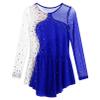 Agoky Kid Girls Shiny Figure Ice Skating Dress Long Sleeve Gymnastic Leotard Dress Roller Skater Ballet Dance Dress Dancewear Royal Blue B 6 Years view 3