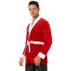 ranrann Men's Christmas Velvet Robe Smoking Jacket Role Play Costume Collar Short Dressing Gown White 3X-Large view 4