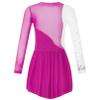Agoky Kid Girls Shiny Figure Ice Skating Dress Long Sleeve Gymnastic Leotard Dress Roller Skater Ballet Dance Dress Dancewear Rose B 10 Years view 2