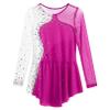 Agoky Kid Girls Shiny Figure Ice Skating Dress Long Sleeve Gymnastic Leotard Dress Roller Skater Ballet Dance Dress Dancewear Rose B 10 Years view 3