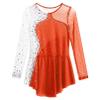 Agoky Kid Girls Shiny Figure Ice Skating Dress Long Sleeve Gymnastic Leotard Dress Roller Skater Ballet Dance Dress Dancewear Orange B 16 Years view 3