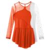Agoky Kid Girls Shiny Figure Ice Skating Dress Long Sleeve Gymnastic Leotard Dress Roller Skater Ballet Dance Dress Dancewear Orange B 16 Years view 4