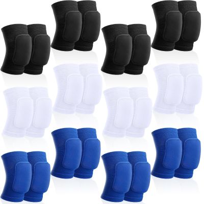 Lenwen 12 Pairs Volleyball Knee Pads for Dancers Soft Breathable Knee Braces for Men Women Football Soccer Yoga Skating Wrestling Running Cycling(Medium,Classic Color)