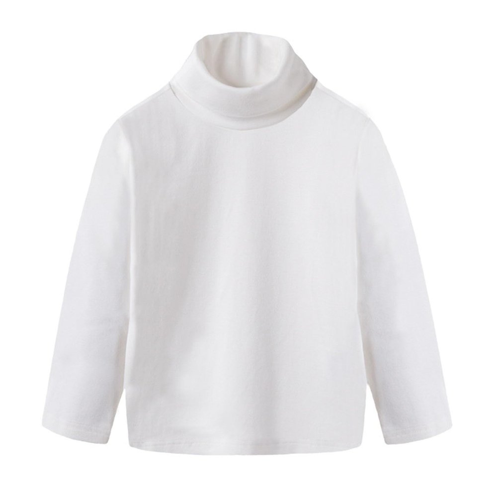 Toddler Turtleneck Baby Boy Girl Solid Color Long Sleeve Shirt Mock Neck Shirt Turtleneck Blouse Fall (White, 2-3 Years)