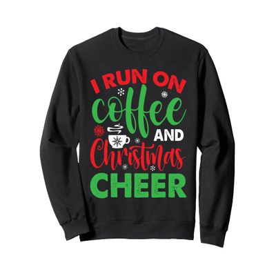 Retro Cute I Run On Coffee And Christmas Cheer Sweatshirt
