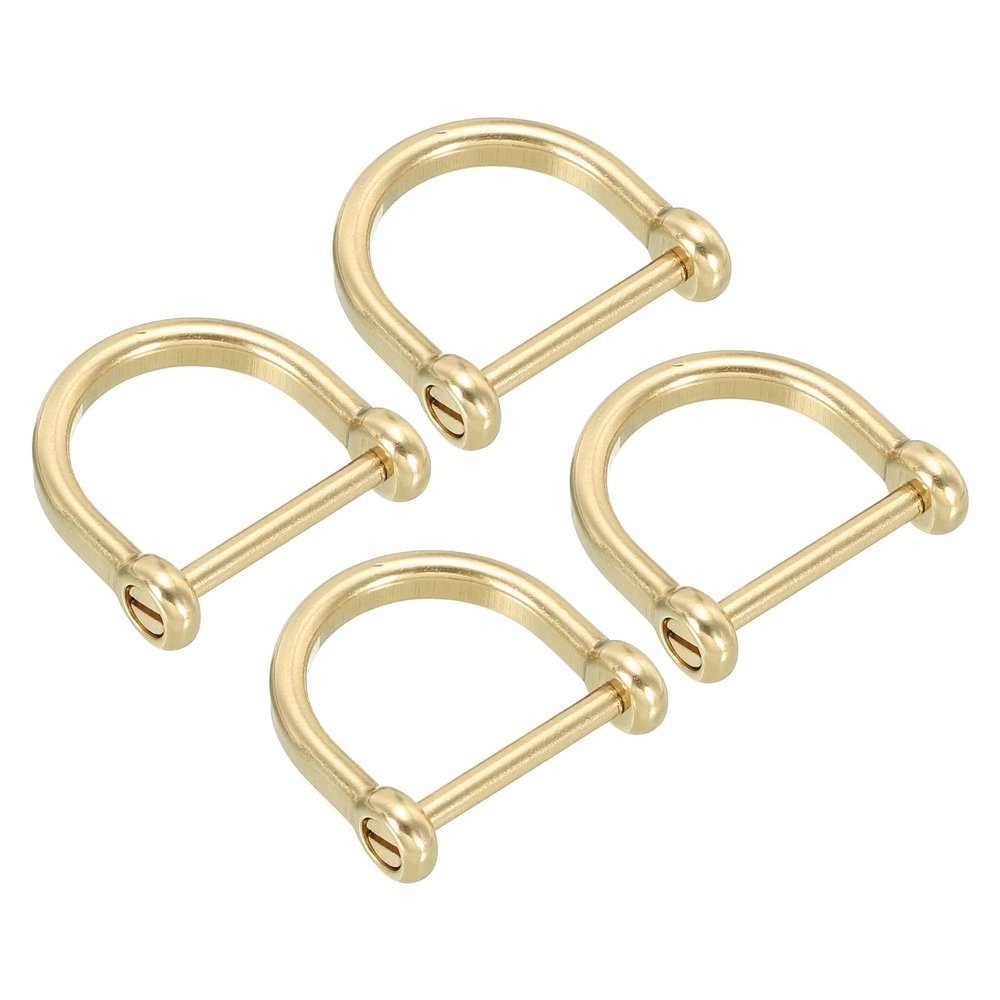 PATIKIL D-Ring Shackle, 4 Pack 5/8 Inch Inside Width Solid Brass U Shape Small Shackles for DIY Leather Craft Replacement