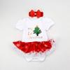 AFAVOM My First Christmas Outfit Baby Girls 1st Xmas Red Romper Tutu Dress Newborn New Year Photo Shoot Clothes Infant Birthday Party Bodysuit+Handband+Shoes White-Christmas Tree 6-12 Months view 3