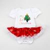 AFAVOM My First Christmas Outfit Baby Girls 1st Xmas Red Romper Tutu Dress Newborn New Year Photo Shoot Clothes Infant Birthday Party Bodysuit+Handband+Shoes White-Christmas Tree 6-12 Months view 4
