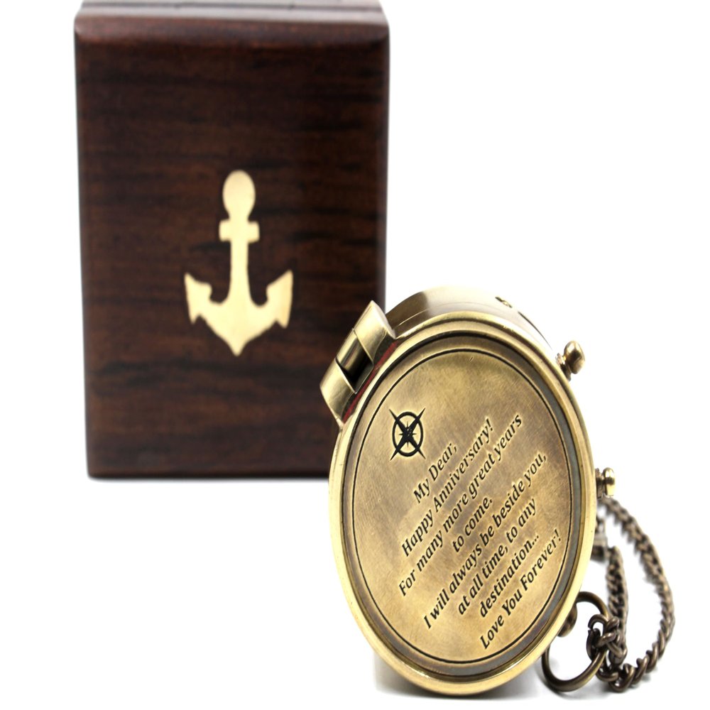Anniversary Compass Gift for Him or Her  Romantic Keepsake with Special Greeting  Unique Gift Ideas for Husband or Wife  Perfect 1st, 20th, 25th, 40th & 50th Wedding Anniversary