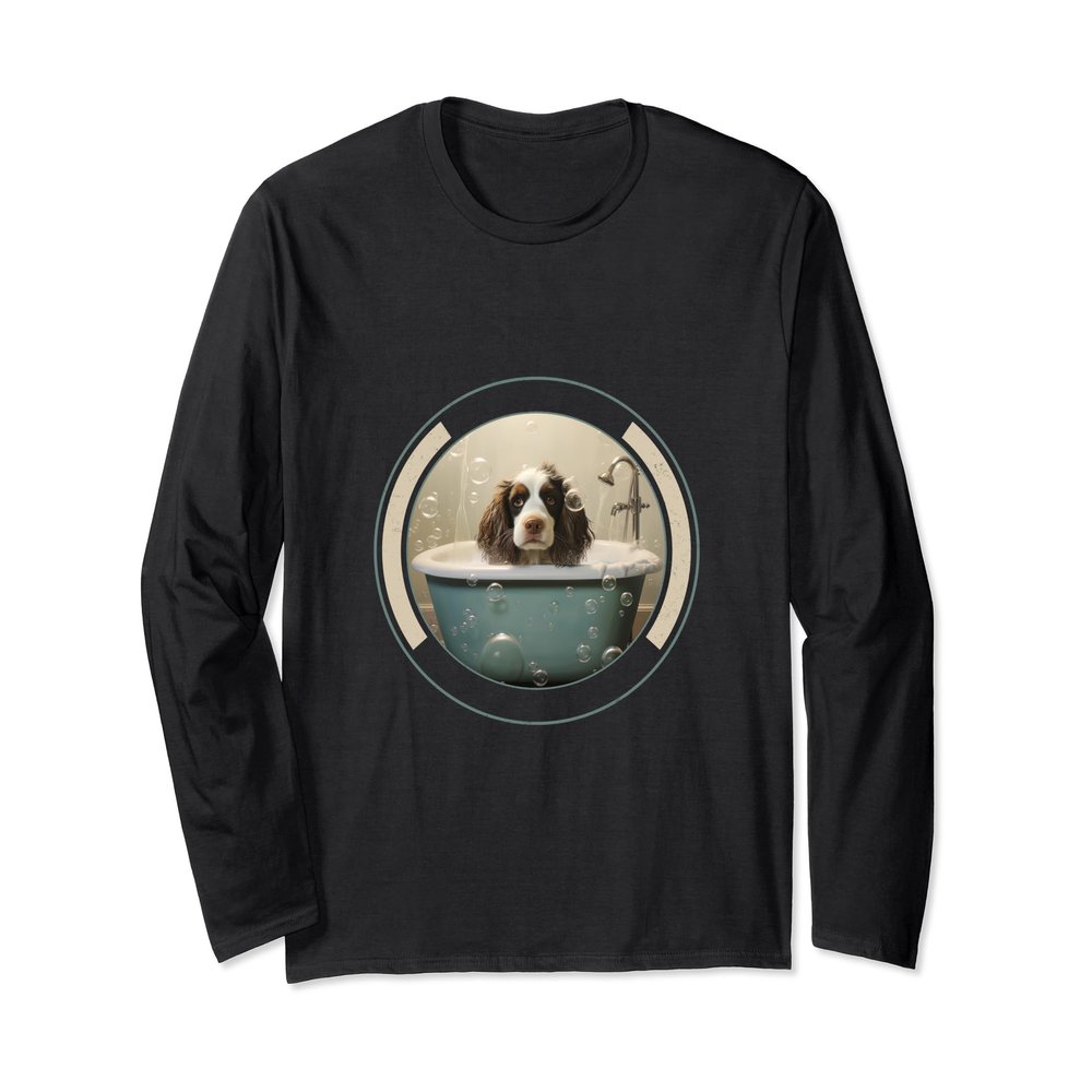 Cute Dog Bathtub Bubbles Pet Groomer Spa Dog Mom Long Sleeve T-Shirt