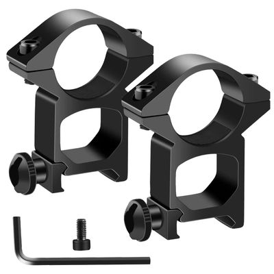 LONSEL 1'' Scope Rings, 2Pcs High Profile or 2Pcs Medium Profile 1 Inch Scope Mount Rings for Picatinny Rail (Single Screw - High Profile - 2 Pcs)