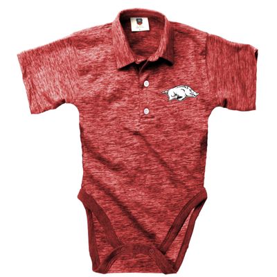 Wes and Willy Baby Sports Fan Polo Snap Suit Romper Infant Cloudy Yarn Golf Creeper (University or Arkansas, 6M)
