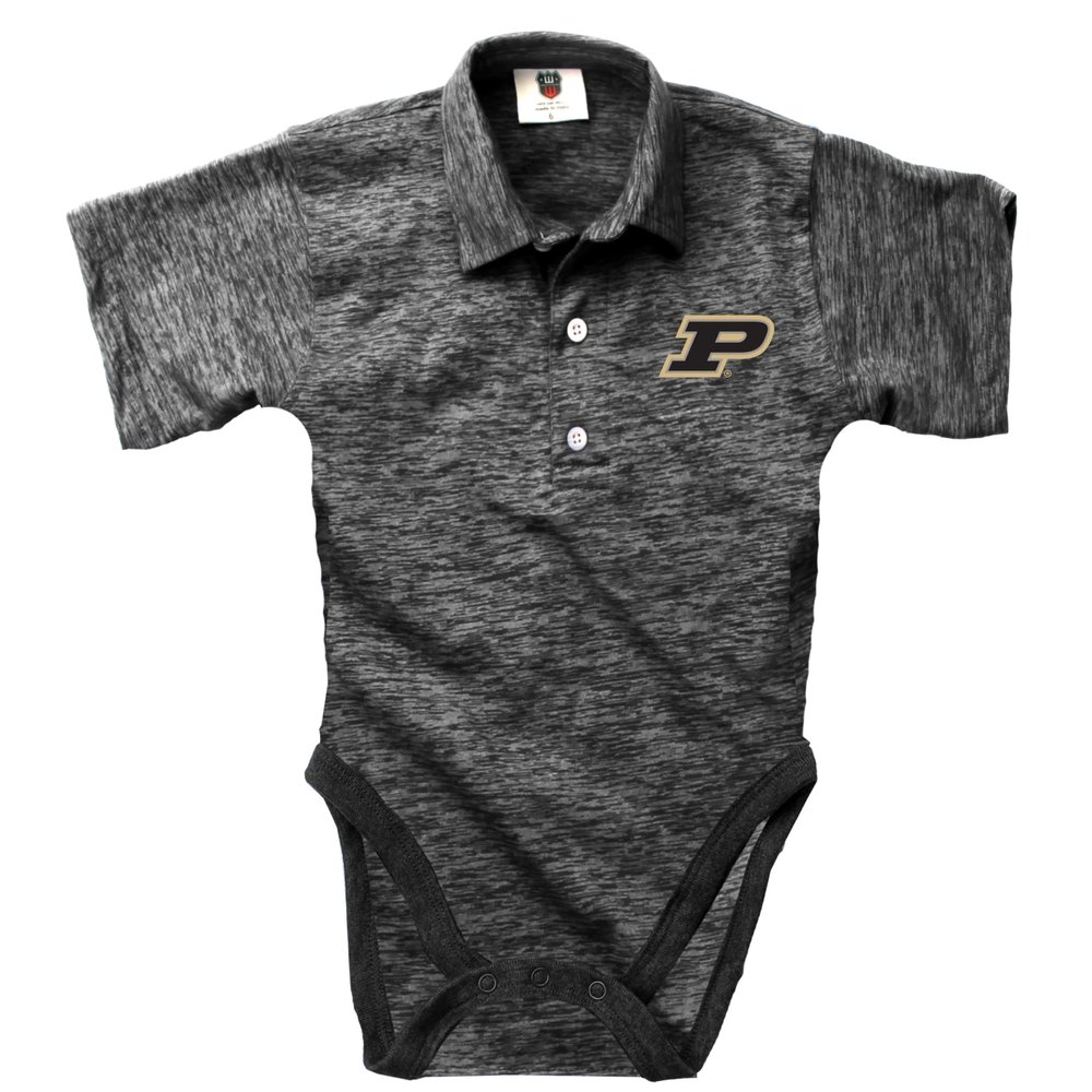 Wes and Willy Baby Sports Fan Polo Snap Suit Romper Infant Cloudy Yarn Golf Creeper (Purdue Boilermakers, 6M)