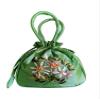 HUFFA Ethnic Style Handmade Embroidery Handbag Ancient Style Floral Embroidered Drawstring Closure Tote Small Bag (Color : Green) view 1