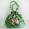 HUFFA Ethnic Style Handmade Embroidery Handbag Ancient Style Floral Embroidered Drawstring Closure Tote Small Bag (Color : Green) view 2