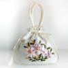 HUFFA Ethnic Style Handmade Embroidery Handbag Ancient Style Floral Embroidered Drawstring Closure Tote Small Bag (Color : Green) view 3
