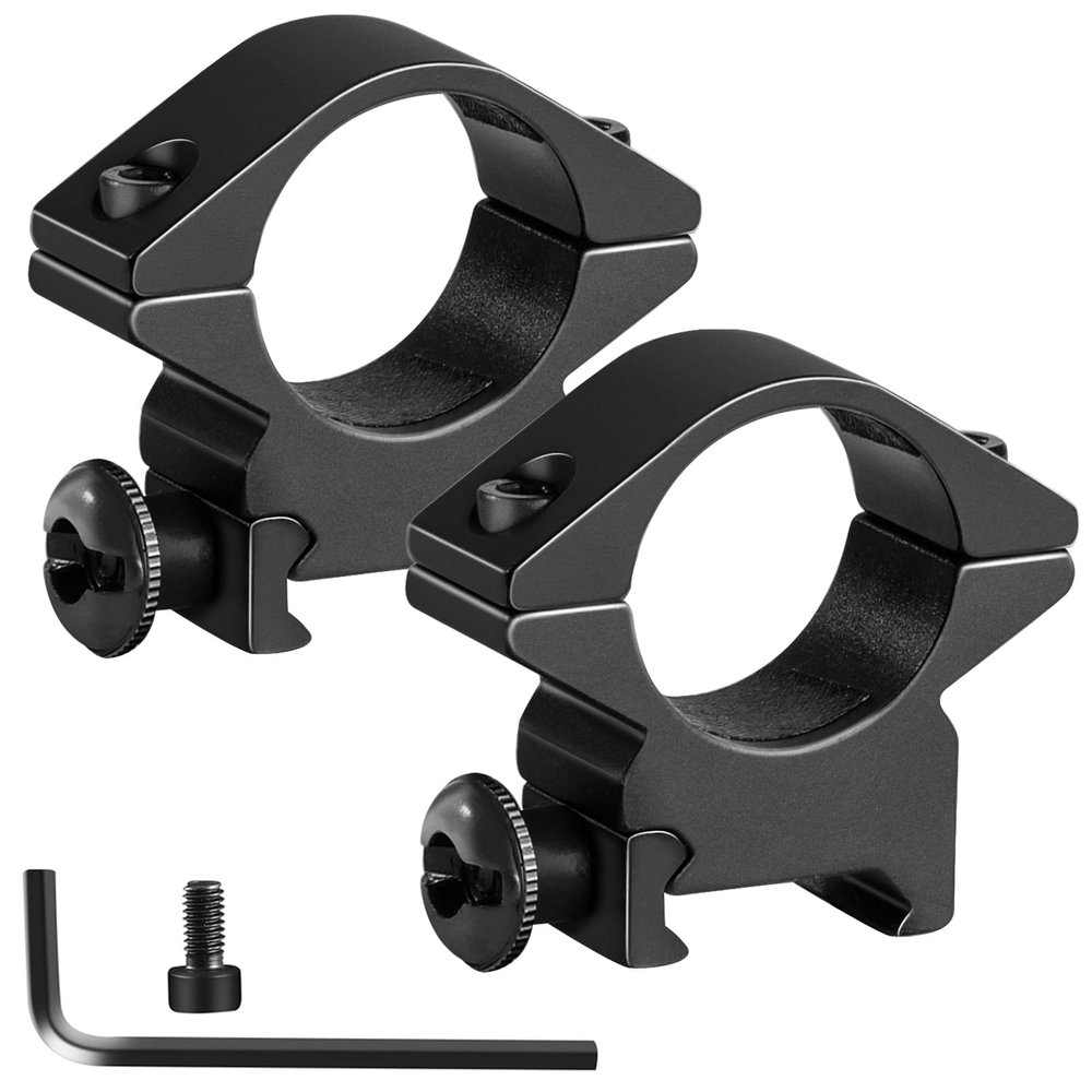 LONSEL 1'' Scope Rings, 2Pcs High Profile or 2Pcs Medium Profile 1 Inch Scope Mount Rings for Picatinny Rail (Single Screw - Low Profile - 2 Pcs)