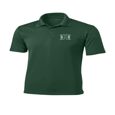 Sport Your Gear Hawaii Rainbow Warriors Prime Athletic Logo Micropique Moisture Wicking Lightweight Golf Polo Green, 3XL
