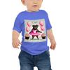 Cupcakes and Balloons Pugs Life Ballet Pug Ballerina Graphic Funny Dog Baby Jersey Short Sleeve Tee Heather Columbia Blue view 1